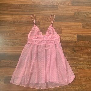 Victoria’s Secret Pink Baby Doll Lingerie Top Women’s S/P/CH Sheer Lacey Romance